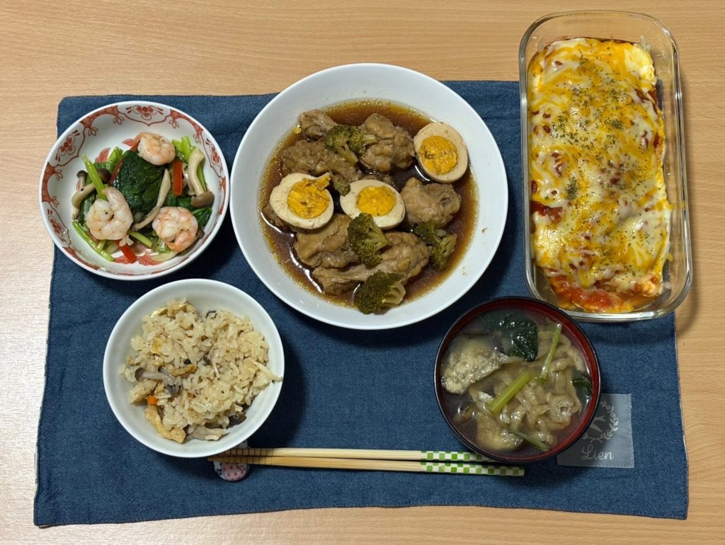 料理教室マンツーマン手羽元さっぱり煮セット盛り付け