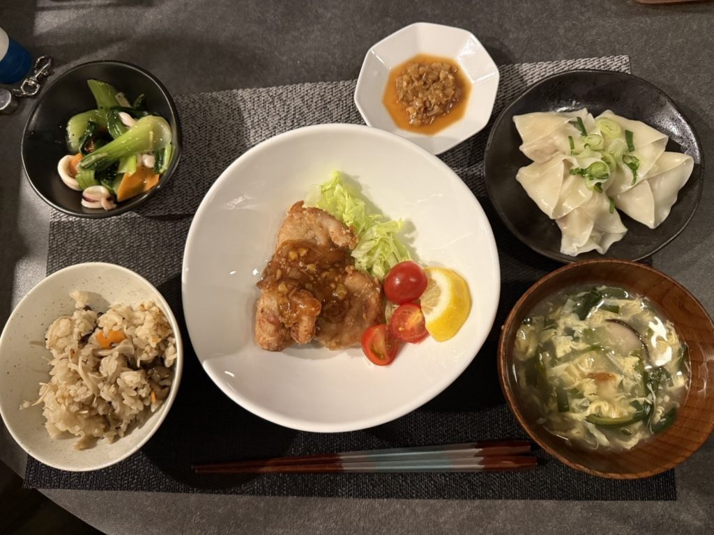 料理教室マンツーマン油淋鶏セット盛り付け