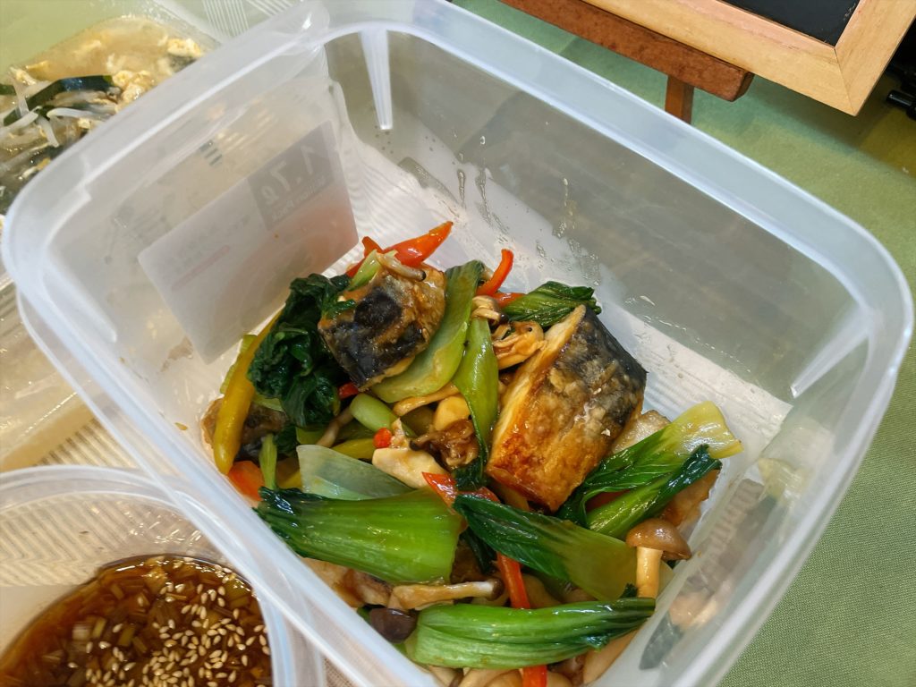 料理教室マンツーマン青梗菜サバオイスター炒め