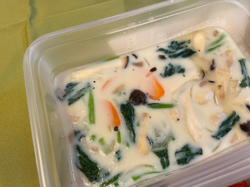料理教室マンツーマン小松菜豆乳スープ