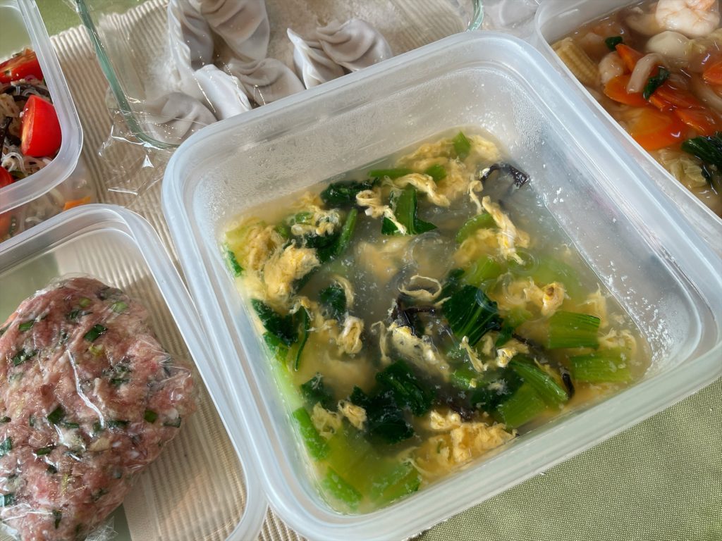 料理教室マンツーマン青梗菜卵スープ