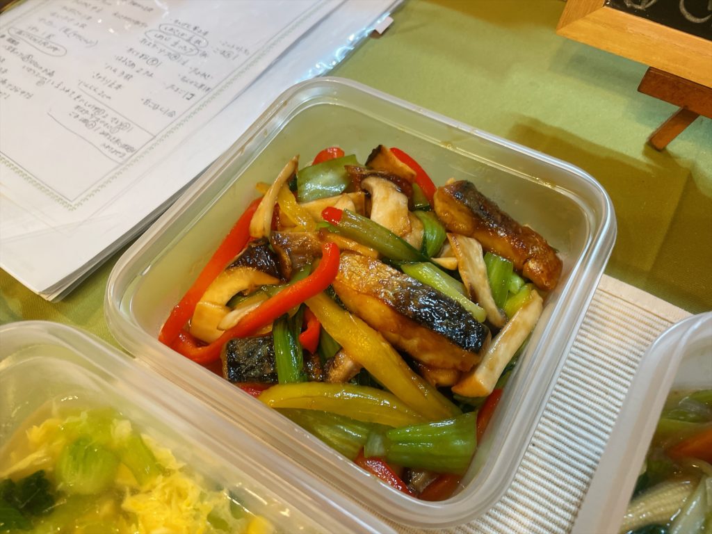 料理教室マンツーマン鯖青梗菜