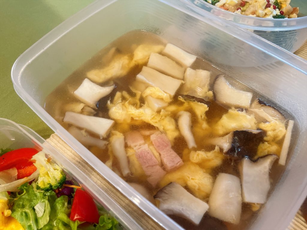 料理教室マンツーマンきのこ卵スープ